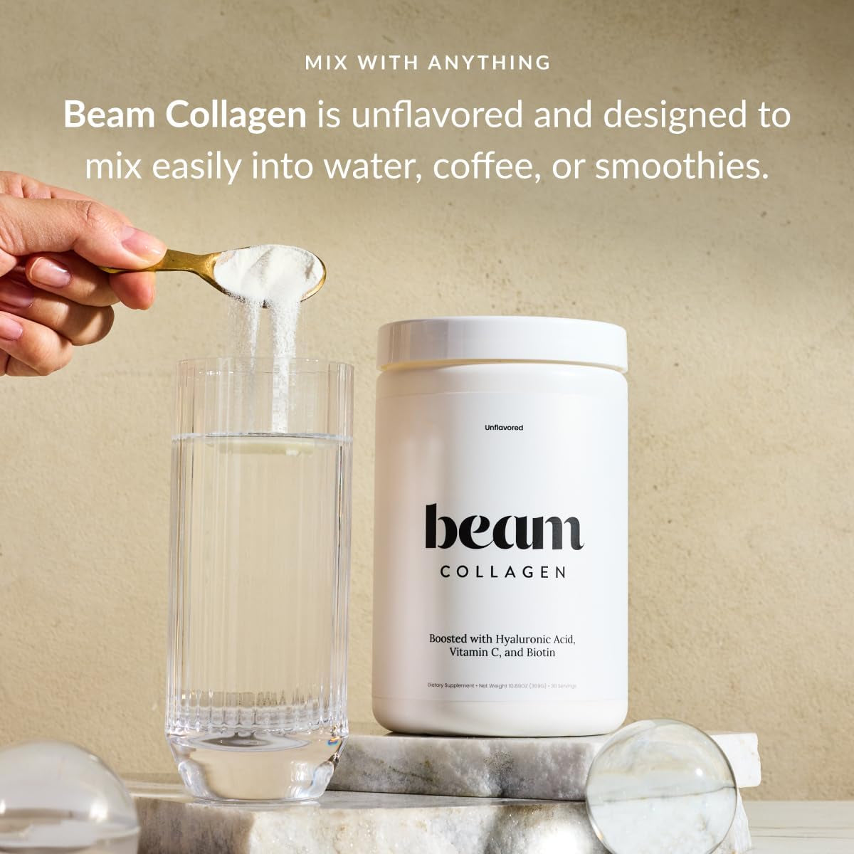 Beam Collagen Peptides, Grass Fed, Hair, Skin, Nail & Joint Support 30 Servings