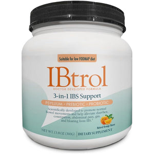 Ibtrol® 3–In–1 IBS Gut Health Supplement with Psyllium, Prebiotic and Probiotics, 60 Servings (Natural Orange Flavor)