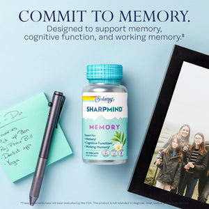 SOLARAY Sharpmind Memory Formula - Brain Supplements for Memory and Focus 30 Servings