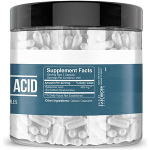 Earthborn Elements Hyaluronic Acid 200 Capsules, Pure & Undiluted, No Additives - Suppviv