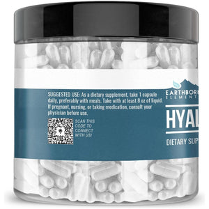 Earthborn Elements Hyaluronic Acid 200 Capsules, Pure & Undiluted, No Additives - Suppviv