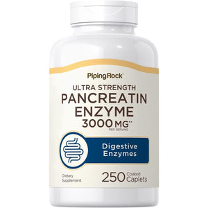 Piping Rock Pancreatin Digestive Enzymes | 3000Mg | 250 Caplets | Ultra Strength
