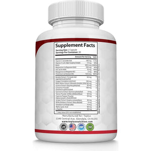 Blood Sugar Complex Supplement - Supports Healthy Blood Sugar Levels Already within Normal Range 60 Capsules.