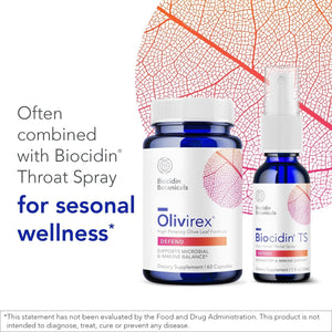 Olivirex High Potency Olive Leaf Combination by Biocidin - Immune Support Supplement (60Ct)
