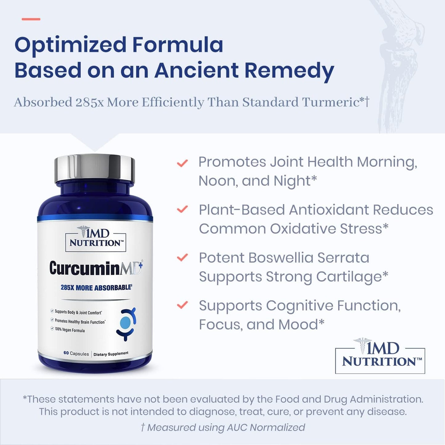 1MD Nutrition Curcuminmd plus - Joint Stiffness, Muscle Recovery, and Mood Support | 60 Capsules