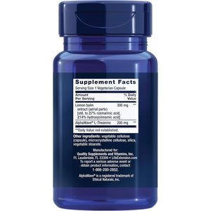 Life Extension Enhanced Stress Relief, Lemon Balm Extract for Stress, Gluten-Free, Non-Gmo, Vegetarian, 30 Capsules