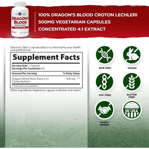 Vital Planet - Dragon'S Blood Resin Extract for Digestive Health 500Mg 60 Capsules
