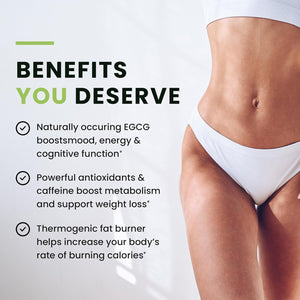 Green Tea Weight Loss Pills | 45% EGCG | Stomach Fat Burner, Metabolism Booster & Appetite Suppressant 60 Count