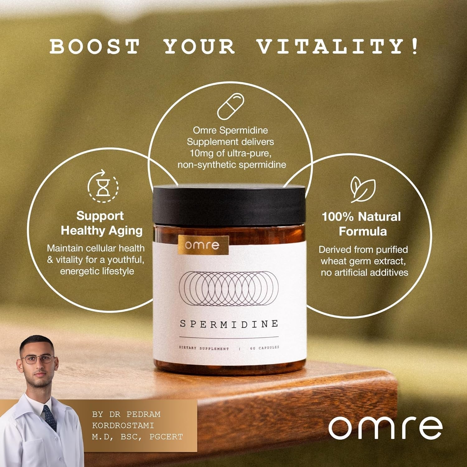 OMRE Spermidine Supplement 10Mg- 3Rd-Party Tested 1000Mg Wheat Germ Extract Standardized to No Less than 1% Spermidine