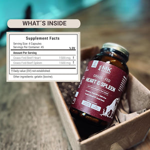 MK Supplements – Grass-Fed Heart & Spleen 3000 Mg, Heme Iron, Heart, Immunity, Allergy Support, 180 Capsules