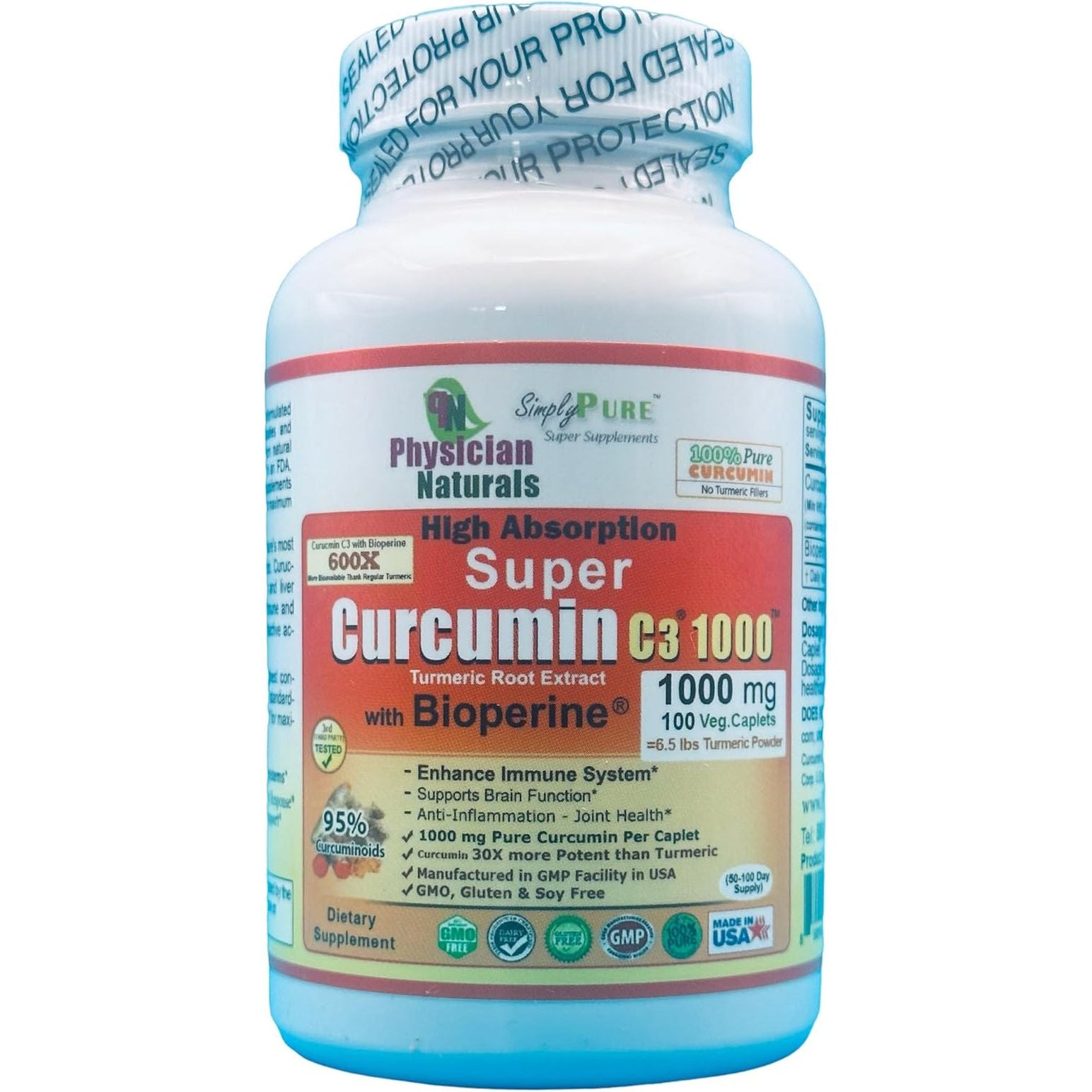 Super Curcumin C3 1000 with Bioperine 1000 Mg - Supports Inflammation Immune and Joint Health