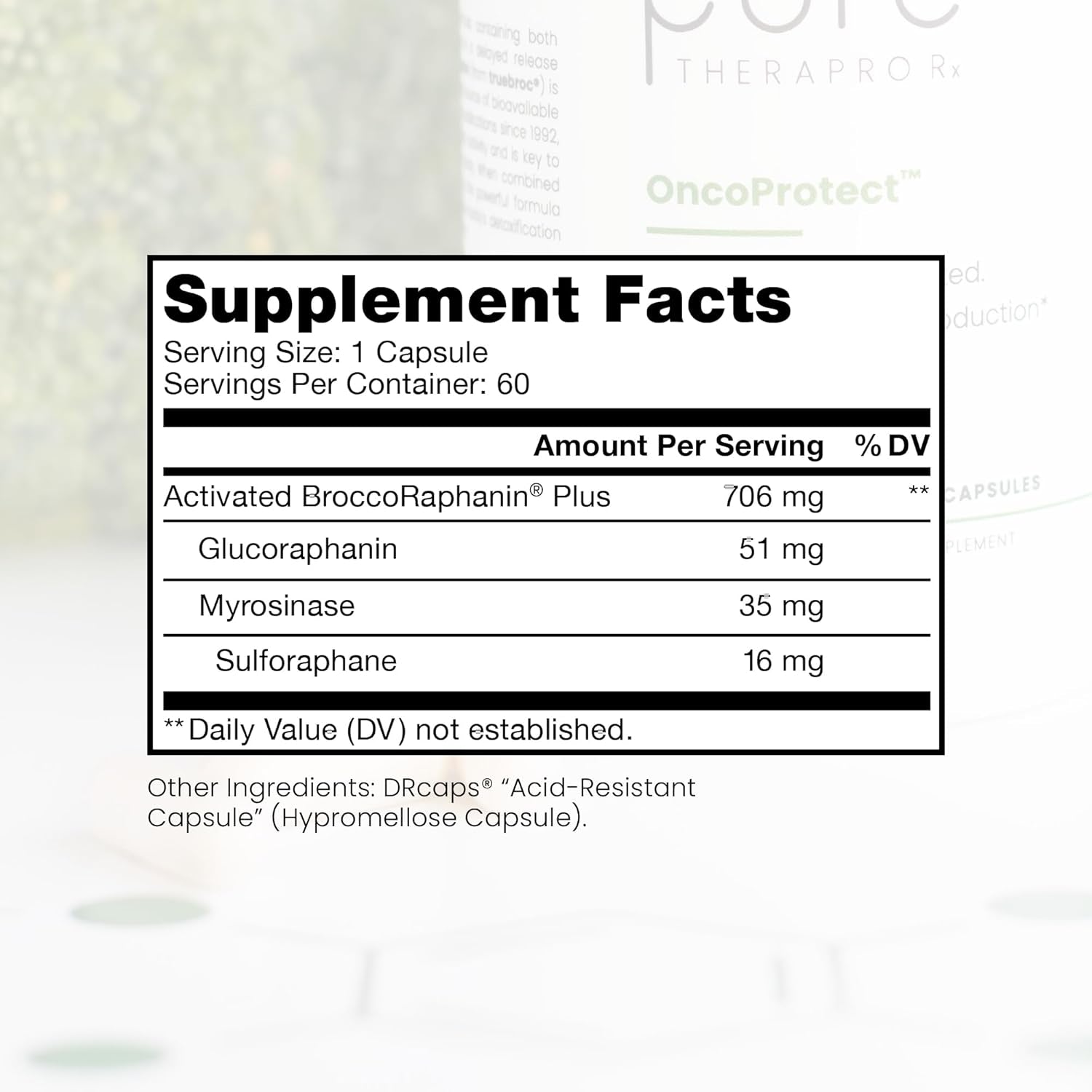 Pure Therapro Rx Oncoprotect ES *HIGH DOSE* Sulforaphane | 706 Mg Patented Activated Broccoraphanin Broccoli Seed Extract 60 Capsules