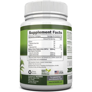 MCT Oil - Great for Focus & Gut Health - Non GMO, Cold Pressed, Paleo Friendly Capsules - 180 Softgels/3000mg
