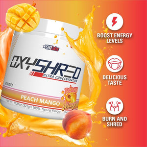 EHP Labs Oxyshred Pre Workout Powder - Peach Mango, 60 Servings - Suppviv