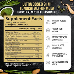 EPN Supplements |Tongkat Ali + Horny Goat Weed | Fast Acting Blood Flow, Increase Stamina & Muscle Growth 60 Capsules - Suppviv