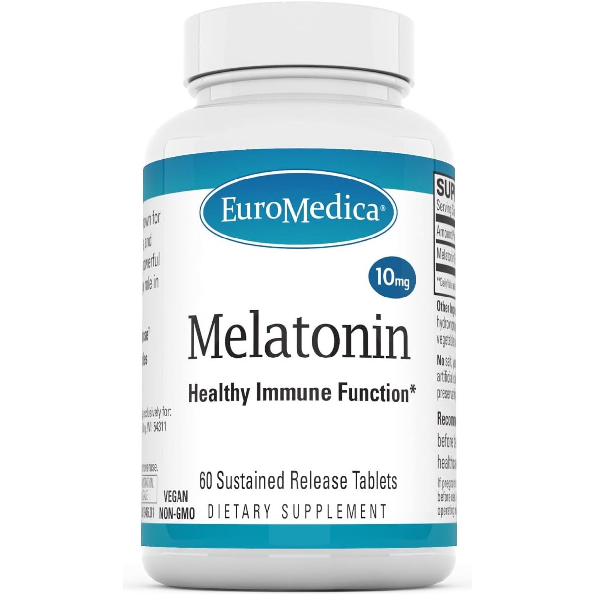 Euromedica Melatonin 10Mg - Supports Rest, Immune Function & Cellular Health 60 Tablets - Suppviv
