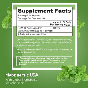 EZ Melts Dissolvable KSM - 66 Ashwagandha, 300 Mg Stress, Sleep & Mood Support 30 - Day Supply - Suppviv