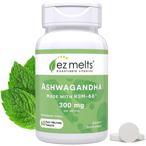 EZ Melts Dissolvable KSM - 66 Ashwagandha, 300 Mg Stress, Sleep & Mood Support 30 - Day Supply - Suppviv