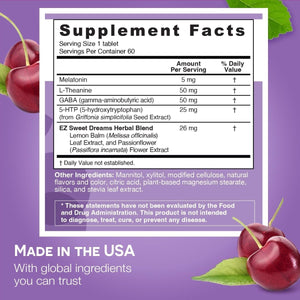 EZ Melts Dissolvable Melatonin Plus Sleep Support 60 - Day Supply - Suppviv
