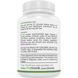 Vitamonk Histamine Blocker for Histamine Intolerance - DAO Enzyme Supplement for Smooth Digestion - 60 Capsules