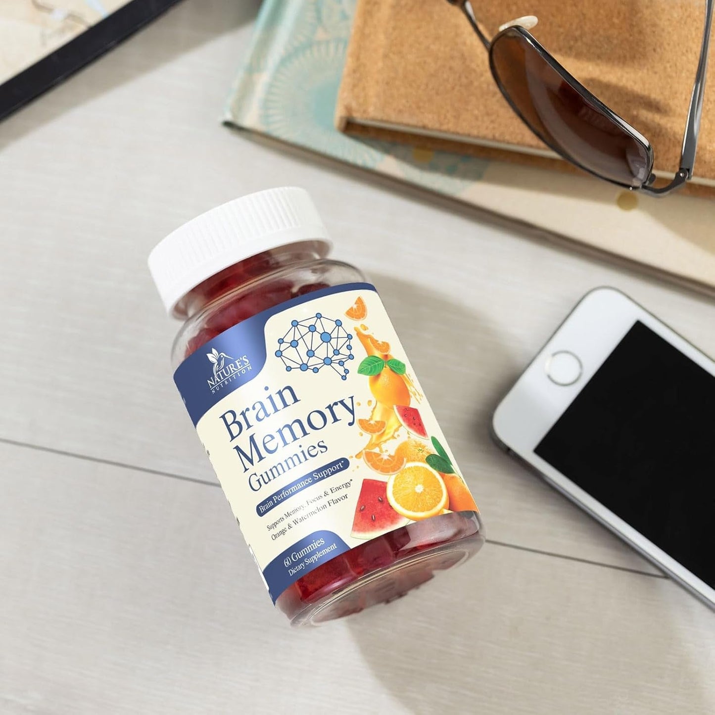 Brain Supplement Gummy for Memory, Focus & Concentration Support Gummies plus Nootropics - 60 Gummies