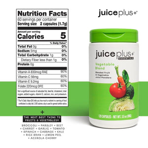Juice Plus+ Vegetable Blend - Whole Food Vegetable Powder in Convenient Capsules 120 Capsules