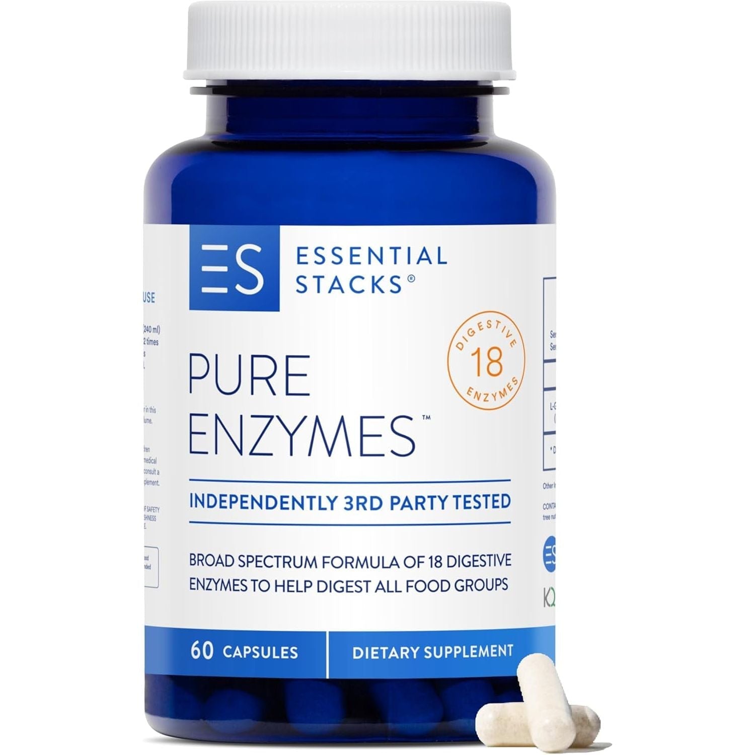Essential Stacks Pure Digestive Enzymes Incl. Amylase, Lipase & Lactase - (60 Capsules)