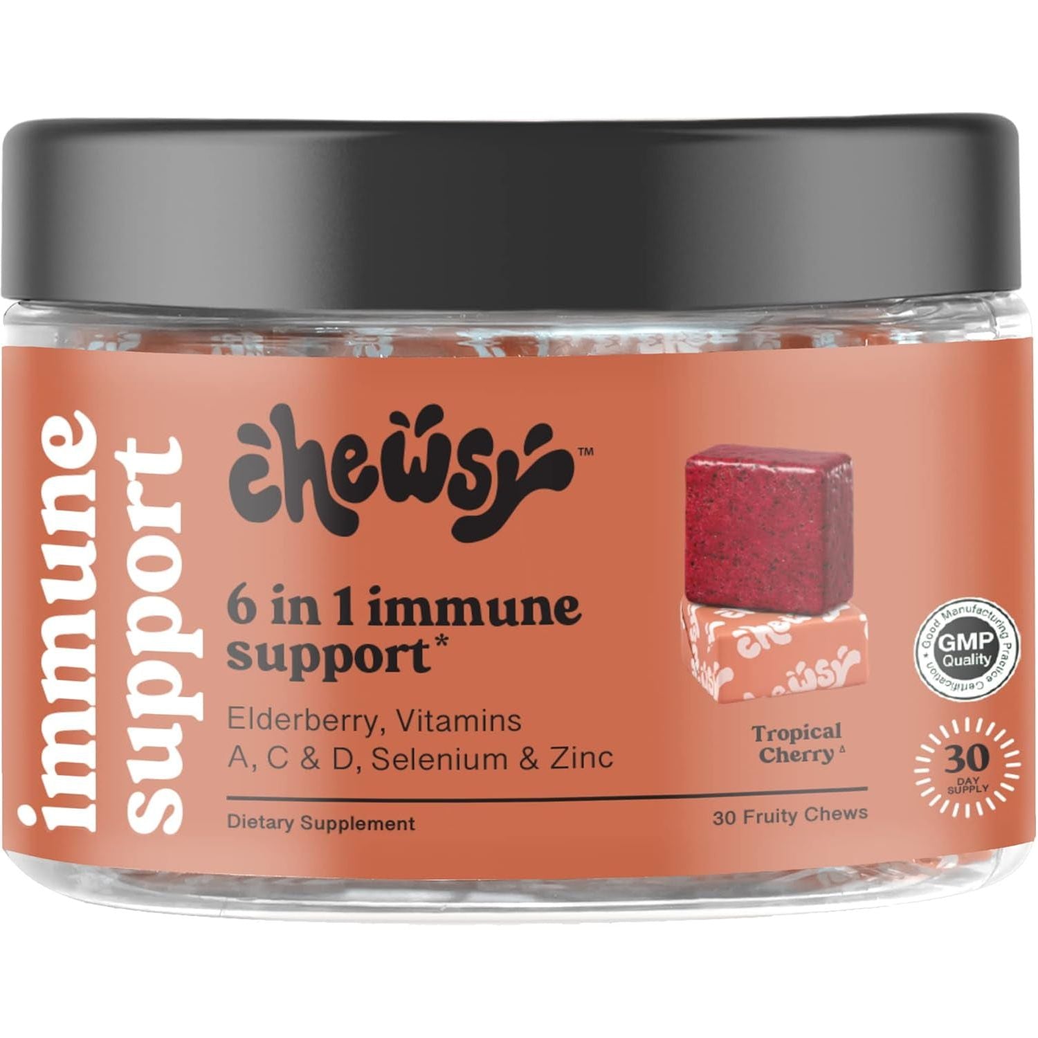 Chewsy 6-In-1 Immune Support Supplement Fruity Chews - 30-Day Supply