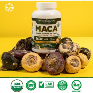 Mother Nature USDA Organic Maca Root 1600Mg, Supports Mood, Hormonal Balance Reproduction & Energy (120Ct)