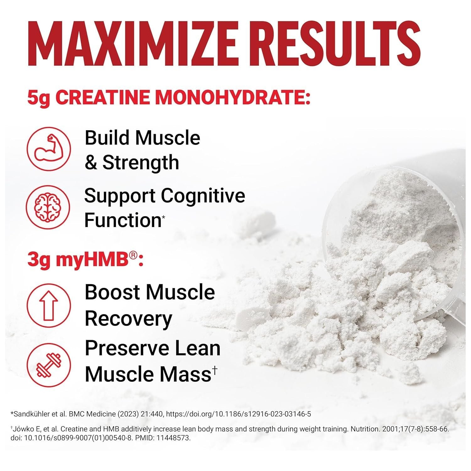 Force Factor Creatine HMB, 5G Creatine Monohydrate Powder, 3G Myhmb, (30 Servings)