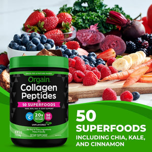 Orgain Hydrolyzed Collagen Powder + 50 Organic Superfoods for Women & Men (1 Lbs)