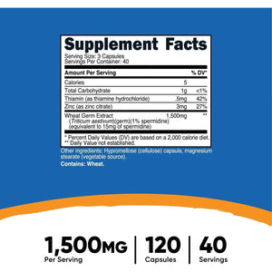 Nutricost Spermidine Wheat Germ Extract Supplement, 1500Mg 120 Capsules