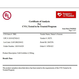 Nature'S Fusions Nutri Urolithin a Supplement 500Mg - Antioxidant, Cell Repair - 30 Capsules