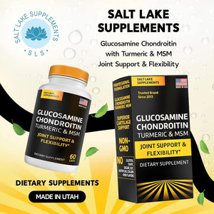 Glucosamine Chondroitin with Turmeric and MSM Supplement - Joint Health Supplement Capsules 60 Count