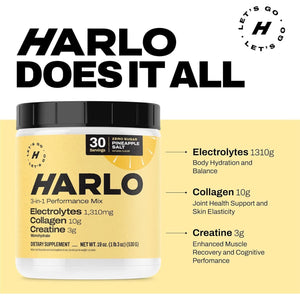 Harlo - Raspberry Salt Electrolyte Drink Mix with Bovine Collagen & Creatine
