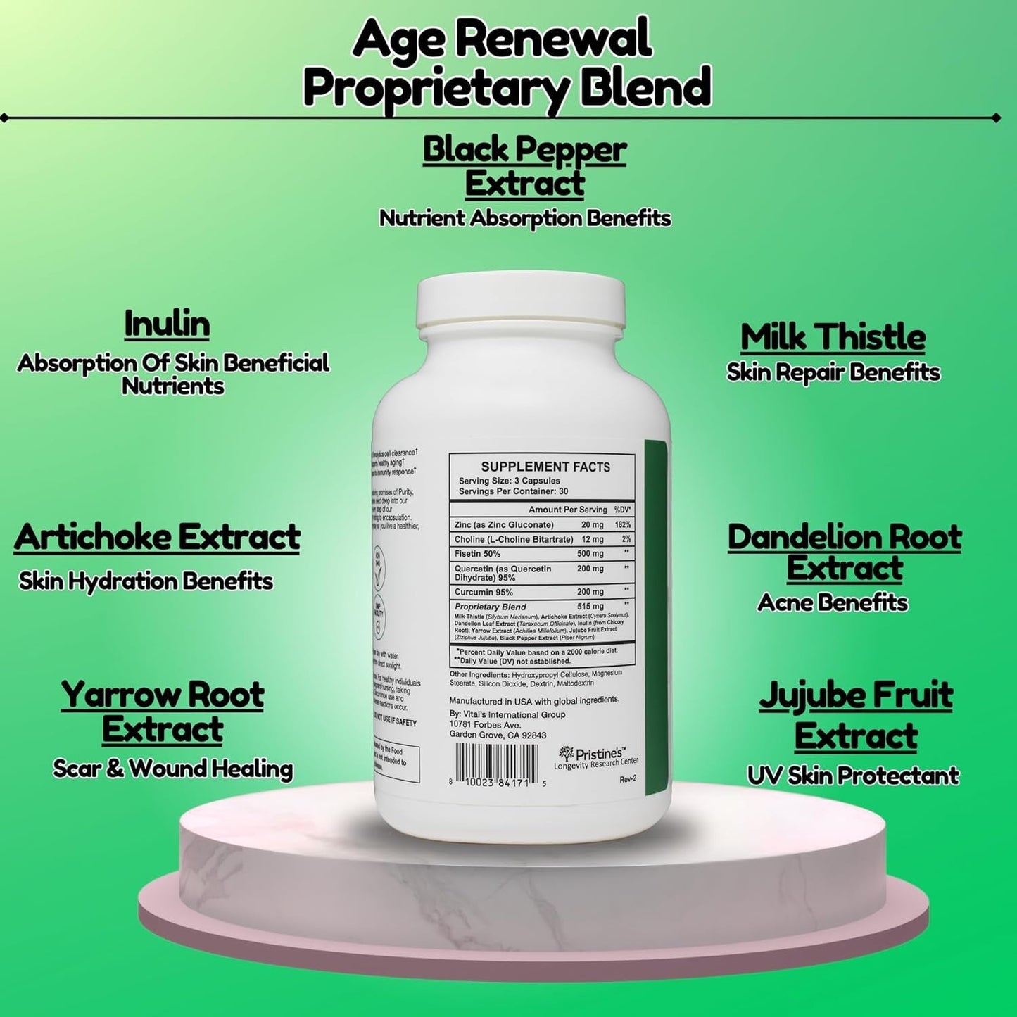Age Renewal Complex & Autophagy Aid Senolytic Cell Cleansing Anti-Aging Supplement - 30 Day Supply