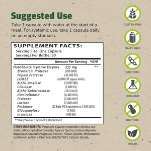 Master Supplements Enzalase - Provides Digestive Boost + Gas & Bloating Relief 50 Servings