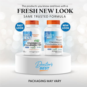 Doctor'S Best Vegan Glucosamine Chondroitin MSM, Joint Health, Hair, Skin & Nails, Capsule,120 Count