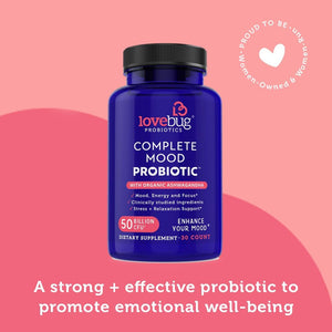 Lovebug Complete | 10 Clinically Studied Probiotic Strains & Patented Organic Ashwagandha for Cortisol and Serotonin Support 30 Count