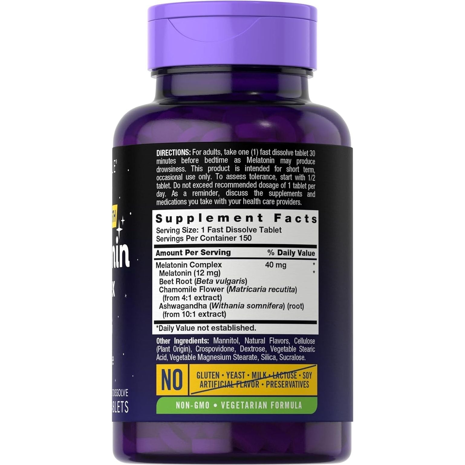 Carlyle Melatonin 40Mg Complex - 150 Fast Dissolve Tablets