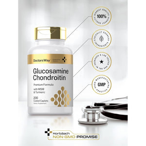 Doctor'S Way Glucosamine Chondroitin Turmeric MSM | 200 Caplets | Advanced Support Complex