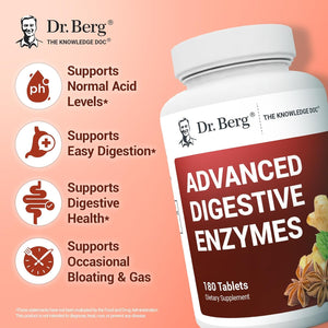 Dr. Berg Advanced Digestive Enzymes with Apple Cider Vinegar - 180 Tablets