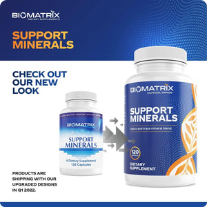 Biomatrix Mineral Supplement, Chelated Minerals | Iron-Free, Calcium, Magnesium, Copper, Zinc, Vitamin D, Iodine 30-Day Supply