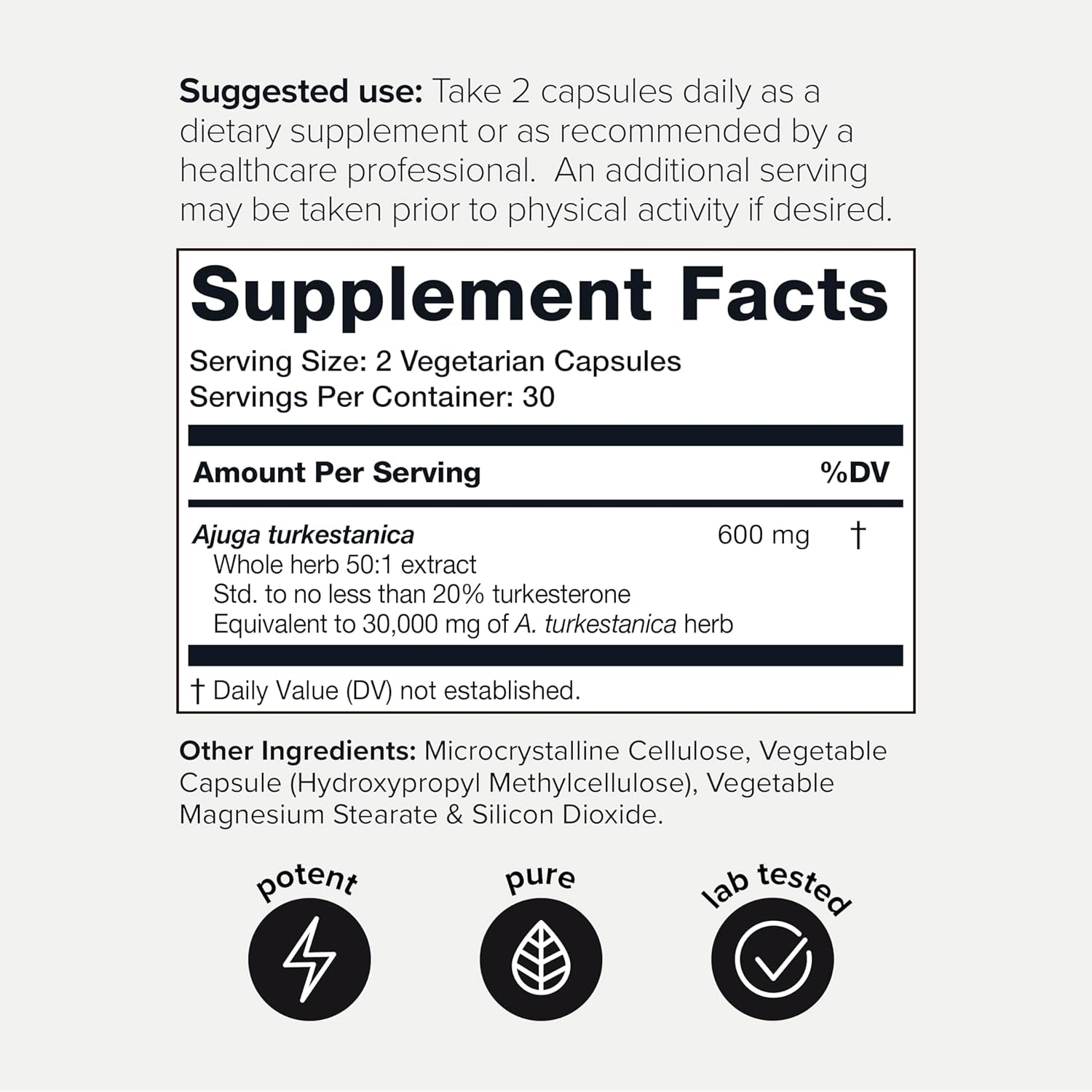 Turkesterone Supplement for Men - Ultra High Potency 50:1 Extract with 20% Turkesterone - 60 Capsules