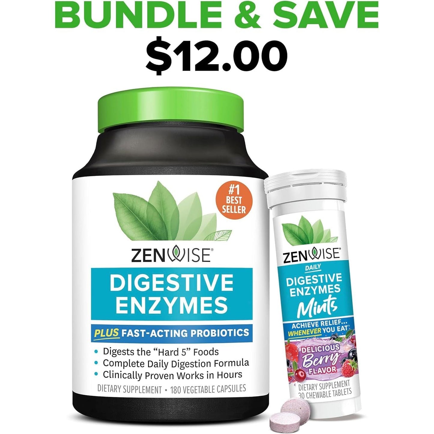 Zenwise Health Digestive Enzymes for Gut Health - for Digestive Health and Bloating Relief -180 Count