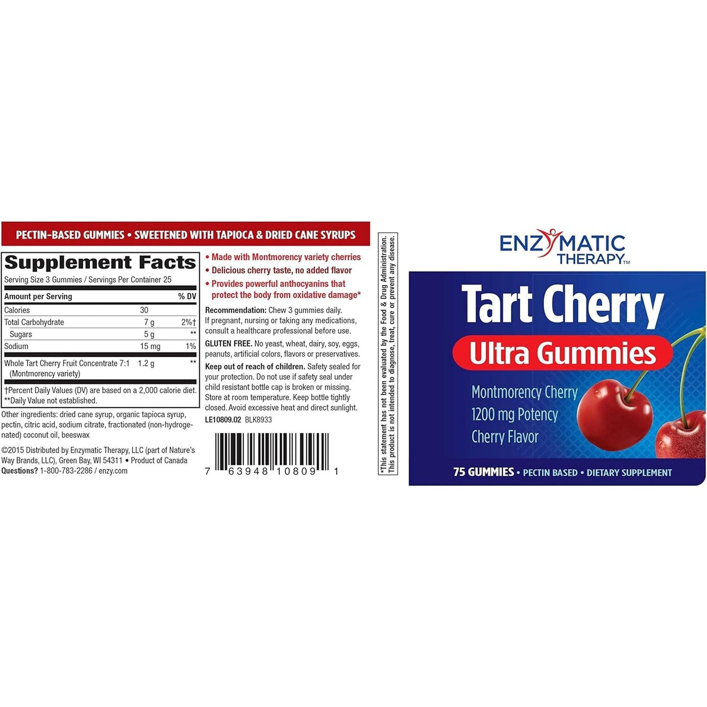 Nature'S Way Tart Cherry Ultra Gummies, Antioxidant Support from Anthocyanins*, 1,200 Mg 75 Count