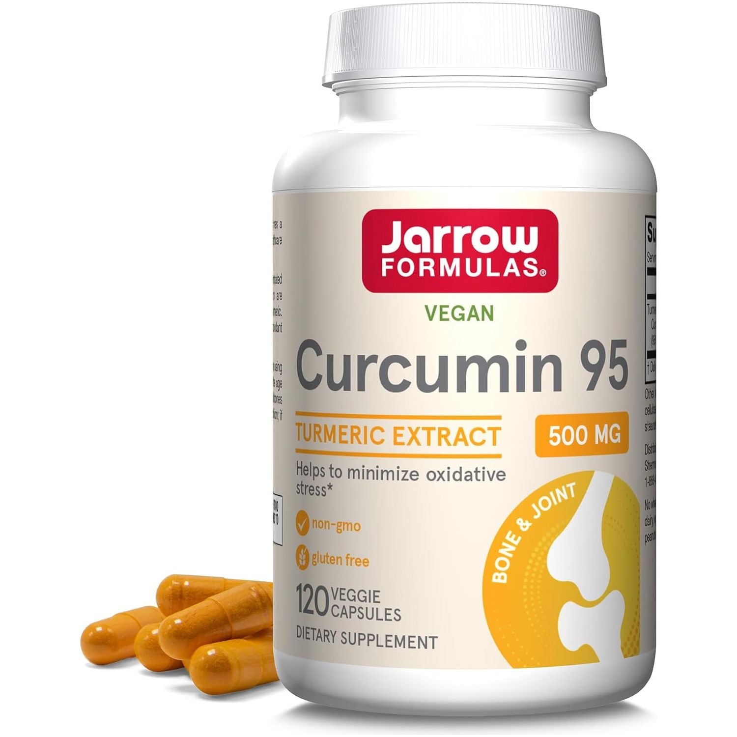 Jarrow Formulas Curcumin 95 500 Mg, Turmeric Curcumin Extract for Bone and Joint Support Dietary Supplement, 120 Capsules