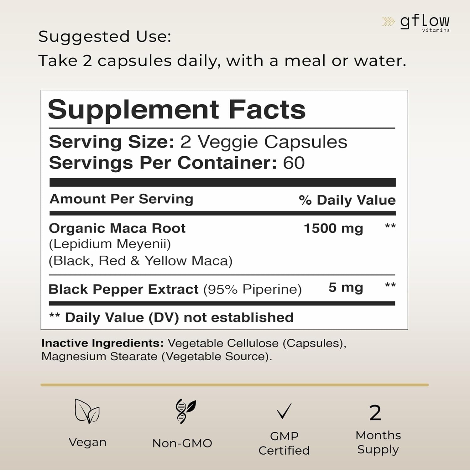 Organic Maca Root Capsules 1500Mg - Supports Energy, Performance & Mood - 120 Pills