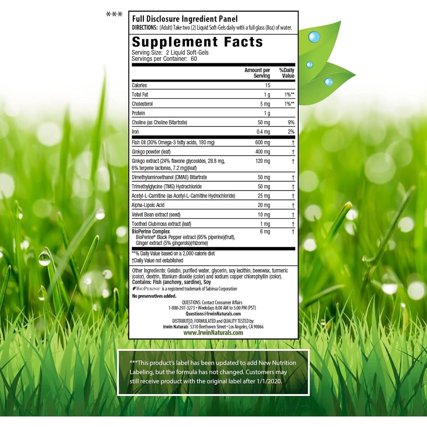 Irwin Naturals Ginkgo Smart Powerful Nootropic Brain Booster - Supports Maximum Memory, Focus & Mental Clarity 120 Liquid Softgels