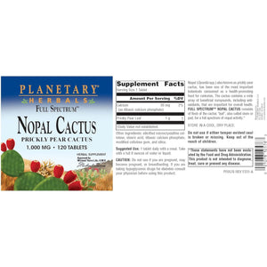 Planetary Herbals Full Spectrum Nopal Cactus, Prickly Pear Cactus, 1000 Mg, 120 Tablets
